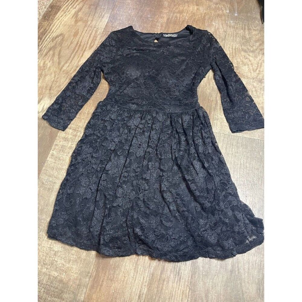 Qed London Dress Womens Medium M Black Lace Floral